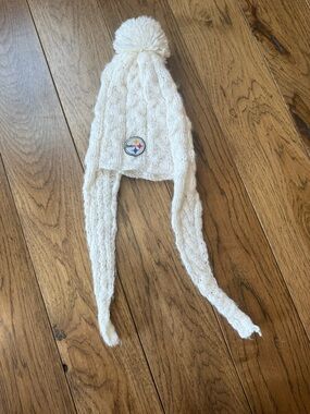 Steelers Cable-Knit Pom Earflap Hat